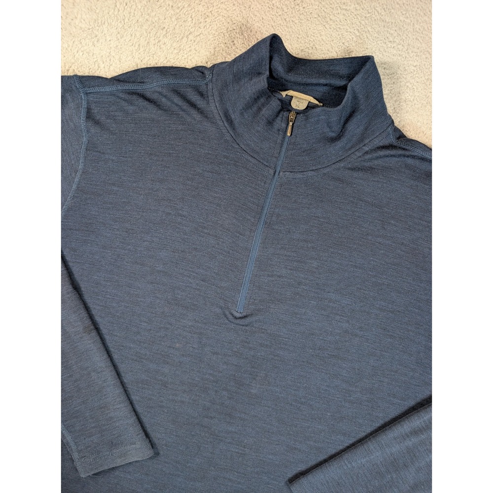 Smartwool Mens XL Merino Wool Quarter Zip Base Layer Pullover Navy Blue Heather